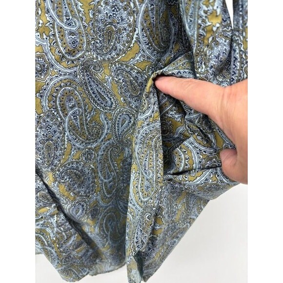 Land's End Women's 2X Paisley Button Down Tunic Top Mock Neck Has Pockets - Picture 4 of 8